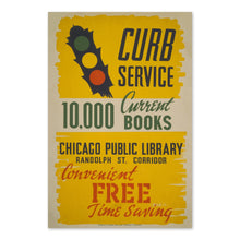 Cargar imagen en el visor de la galería, Digitally Restored and Enhanced 1936 Chicago Public Library Curb Service Poster | WPA Library Art | Reading Room Decor, Book Lover Print