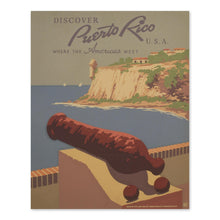 Load image into Gallery viewer, Digitally Restored and Enhanced 1940 Discover Puerto Rico USA Travel Poster - Caribbean Tourism Promotion - Tropical Destination Art - Archival Reproduction