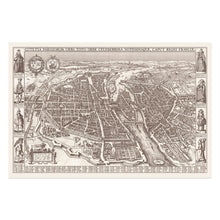 Cargar imagen en el visor de la galería, 1618 Paris France Map Poster - Vintage Bird's Eye View Map of Paris France by Claes Jansz Visscher - Old Paris Map Print