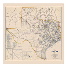 Load image into Gallery viewer, 1926 Texas Map Poster - Vintage Railroad Map of Texas Poster - Old Map of Texas Wall Art - Historic Texas Road Map Print