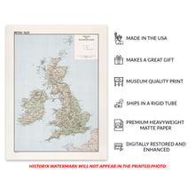 Load image into Gallery viewer, Digitally Restored and Enhanced 1961 British Isles Map Poster - Vintage Map of British Isles Terrain & Transportation - Old Map of British Isles Wall Art