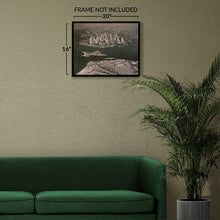 Load image into Gallery viewer, Digitally Restored and Enhanced 1939 American Airlines Photo Print - Vintage Aerial View of Lower Manhattan with American Airlines Plane Poster Wall Art