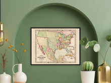 Cargar imagen en el visor de la galería, Digitally restored and Enhanced 1847 United States and Mexico Map Print - Vintage Map of The United States & Mexico Wall Art Poster