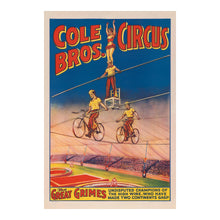 Cargar imagen en el visor de la galería, Digitally Restored and Enhanced 1941 Cole Bros Circus Poster - The Great Grimes High Wire Champions - Golden Age American Circus - Archival Print