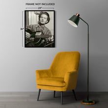 Cargar imagen en el visor de la galería, Digitally Restored and Enhanced 1943 Woody Guthrie Photo Print - Vintage Photo of American Singer Songwriter Woody Guthrie Portrait Holding His Guitar