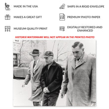 Cargar imagen en el visor de la galería, Digitally Restored and Enhanced 1957 Ed Gein Photo Print - Vintage Photo of Criminal Ed Gein The Butcher of Plainfield Handcuffed in Wisconsin Poster