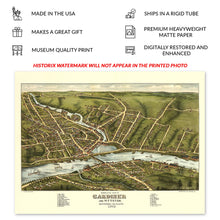 Load image into Gallery viewer, 1878 Gardiner & Pittston Maine Map Poster - Vintage Map of Gardiner City and Pittston Kennebec County Maine Wall Art Print