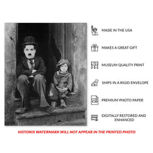 Cargar imagen en el visor de la galería, Digitally Restored and Enhanced 1921 Charlie Chaplin Photo Print - Vintage The Kid Charlie Chaplin Photo Wall Art - Old Photo of Charlie Chaplin Poster