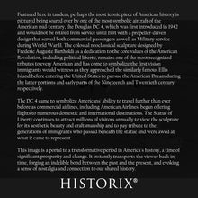 Load image into Gallery viewer, Digitally Restored and Enhanced 1945 American Airlines Photo Print - Vintage American Airlines Plane DC-4 Flying Over Statue of Liberty Poster Wall Art