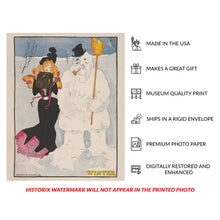 Load image into Gallery viewer, Digitally Restored and Enhanced 1907 Winter Art Nouveau Woman Poster - Belle Epoque Seasonal Art - Archival Reproduction