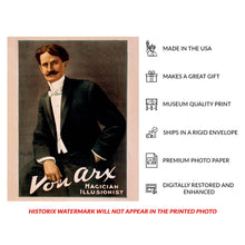 Load image into Gallery viewer, Digitally Restored and Enhanced 1900 Von Arx Magician Illusionist Vaudeville Magic Poster - Victorian Era Entertainment History - Archival Reproduction