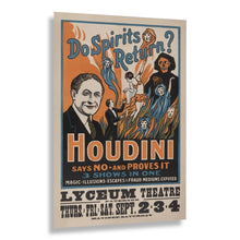 Cargar imagen en el visor de la galería, Digitally Restored and Enhanced 1909 Houdini Do Spirits Return Escape Artist Magic Poster - Victorian Era Magician - Entertainment History Art - Archival Reproduction