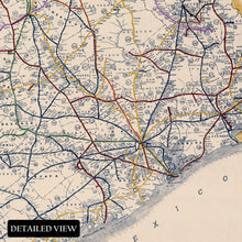 Load image into Gallery viewer, 1926 Texas Map Poster - Vintage Railroad Map of Texas Poster - Old Map of Texas Wall Art - Historic Texas Road Map Print