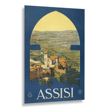Load image into Gallery viewer, Digitally Restored and Enhanced 1920 Assisi Italy Medieval Hill Town Travel Poster - European Tourism Art - Archival Reproduction
