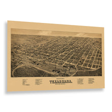 Cargar imagen en el visor de la galería, Digitally Restored and Enhanced 1888 Texarkana Texas & Arkansas Map Print - Vintage Map of Texas and Arkansas - Perspective Map of Texas and Arkansas