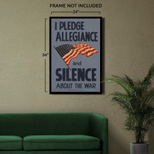 Cargar imagen en el visor de la galería, Digitally Restored and Enhanced 1943 Pledge Allegiance Silence American Flag WWII WPA Federal Art Project Poster - World War II Home Front Propaganda - Archival Reproduction