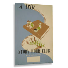 Load image into Gallery viewer, Digitally Restored and Enhanced 1936 Story Hour Club Library Educational Poster - WPA Federal Art Project - Depression Era Reading Program - Archival Reproduction