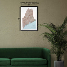 Load image into Gallery viewer, Digitally Restored and Enhanced 1977 Maine Map Print - Vintage State of Maine Base Map with Highways & Contours - Old Map of Maine Poster Wall Art