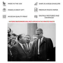 Load image into Gallery viewer, Digitally Restored and Enhanced 1964 Martin Luther King & Malcolm X Photo Print - Vintage Photo of Malcolm X and Martin Luther King Jr Poster Wall Art