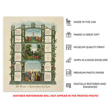 Load image into Gallery viewer, Digitally Restored and Enhanced 1890 The Prayers & Commandments of Our Lord Poster Print - Poster of The Lord's Prayer and The Ten Commandments Wall Art