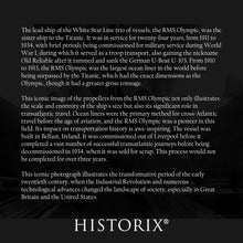 Cargar imagen en el visor de la galería, Digitally Restored and Enhanced 1924 RMS Olympic Photo Print - Vintage Photo of RMS Olympic Propellers - White Star Line Rms Olympic Ship Wall Art Poster