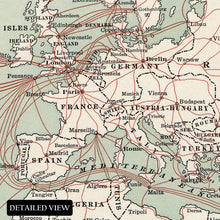 Cargar imagen en el visor de la galería, Digitally Restored and Enhanced 1900 Western Union Transatlantic Cables Map Print - Vintage Map of Western Union Transatlantic Cables Poster Wall Art