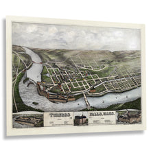Cargar imagen en el visor de la galería, Digitally Restored and Enhanced 1877 Turners Falls Map Print - Vintage Bird's Eye View Map of Turners Falls Massachusetts Wall Art Poster