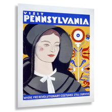 Load image into Gallery viewer, Digitally Restored and Enhanced 1938 Visit Pennsylvania Travel Poster - WPA Federal Art Project - Colonial Heritage Tourism - Museum-Quality Reproduction
