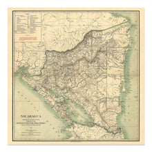 Load image into Gallery viewer, Digitally Restored and Enhanced 1903 Nicaragua Map Print - Vintage Map of The Republic of Nicaragua Poster - Mapa de Nicaragua Wall Art
