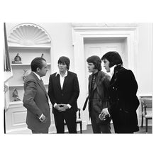 Load image into Gallery viewer, Digitally Restored and Enhanced 1970 President Richard Nixon Photo Print - Old Photo of President Nixon with Elvis Presley Delbert West & Jerry Schilling