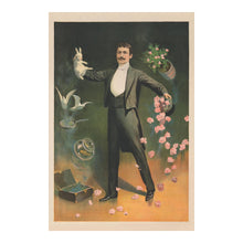 Cargar imagen en el visor de la galería, Digitally Restored and Enhanced 1899 Zan Zig Magician Poster - Rabbit and Roses - Victorian Vaudeville Golden Age Theater - Archival Print