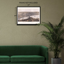 Load image into Gallery viewer, Digitally Restored and Enhanced 1867 Peoria Illinois Map Poster - Old Bird's Eye View Map of Peoria Illinois Poster - Vintage Peoria IL Wall Art Print