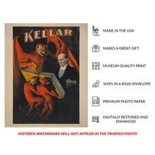 Cargar imagen en el visor de la galería, Digitally Restored and Enhanced 1894 Kellar Magician Portrait Poster - Master Illusionist - Victorian Gilded Age Theater Magic - Archival Print