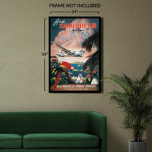 Cargar imagen en el visor de la galería, Digitally Restored and Enhanced 1935 Fly to the Caribbean by Clipper Travel Poster - Vintage Pan American Airlines Poster - Historic Pan Am Poster Wall Art