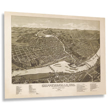 Load image into Gallery viewer, Digitally Restored and Enhanced 1886 Chippewa Falls Map Print - Vintage Bird's Eye View Map of Chippewa Falls Wisconsin Wall Art Poster