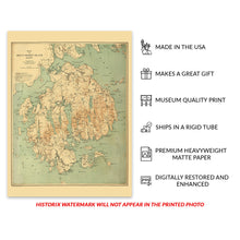 Load image into Gallery viewer, Digitally Restored and Enhanced 1893 Mount Desert Island Maine Map - Vintage Map of Maine Poster - Old Map of Mount Desert Island Maine Wall Art Print