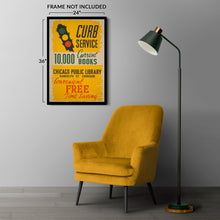 Cargar imagen en el visor de la galería, Digitally Restored and Enhanced 1936 Chicago Public Library Curb Service Poster | WPA Library Art | Reading Room Decor, Book Lover Print