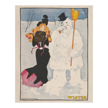 Load image into Gallery viewer, Digitally Restored and Enhanced 1907 Winter Art Nouveau Woman Poster - Belle Epoque Seasonal Art - Archival Reproduction