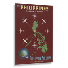 Load image into Gallery viewer, Digitally Restored and Enhanced 1953 Philippine Air Lines Crossroads of the Orient Travel Poster - Golden Age Aviation Tourism - Archival Reproduction