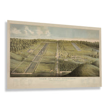 Cargar imagen en el visor de la galería, Digitally Restored and Enhanced 1865 Camp Dennison Map Print - Vintage Bird's Eye View Map of Camp Dennison Northeast of Cincinnati Ohio Wall Art Poster
