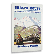 Load image into Gallery viewer, Digitally Restored and Enhanced 1950 Shasta Cascade California Railroad Travel Poster - Vintage Train Tourism - Pacific Northwest Scenic Railway - Archival Reproduction