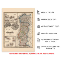 Cargar imagen en el visor de la galería, Digitally Restored and Enhanced 1844 Portugal Map Poster - Vintage Map of Portugal Poster - Neueste Karte Von Portugal Wall Art - Old Mapa de Portugal