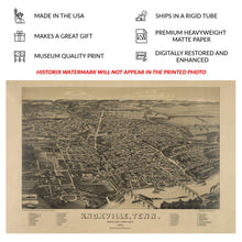 Load image into Gallery viewer, Digitally Restored and Enhanced 1886 Knoxville Tennessee Panorama - Bird's Eye View Knox County Cityscape - Gilded Age Aerial - Archival Print