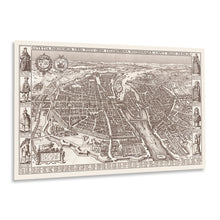 Cargar imagen en el visor de la galería, 1618 Paris France Map Poster - Vintage Bird's Eye View Map of Paris France by Claes Jansz Visscher - Old Paris Map Print