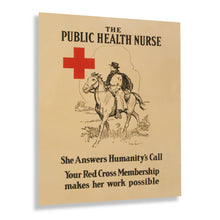 Cargar imagen en el visor de la galería, Digitally Restored and Enhanced 1914 The Public Health Nurse Poster Matte Print - Vintage Matte Poster of A Public Health Nurse on Horseback Wall Art Print