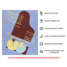 Cargar imagen en el visor de la galería, Digitally Restored and Enhanced 1936 New York Amateur Piano Contest for Children WPA Federal Art Project Poster - Depression Era Art Deco - Archival Reproduction