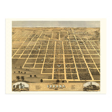 Load image into Gallery viewer, Digitally Restored and Enhanced 1869 Urbana Champaign Illinois Map Print - Vintage Bird's Eye View of Urbana City Champaign Illinois Map Poster Wall Art