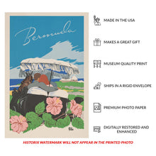 Load image into Gallery viewer, Digitally Restored and Enhanced 1940 Bermuda British Colony Tropical Travel Poster - Caribbean Tourism Art - Archival Reproduction
