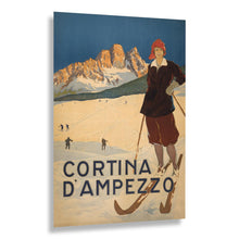 Load image into Gallery viewer, Digitally Restored and Enhanced 1920 Cortina d'Ampezzo Italy Alpine Mountain Resort Poster - European Winter Tourism Art - Archival Reproduction