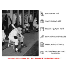 Load image into Gallery viewer, Digitally Restored and Enhanced 1956 Mickey Mantle Photo Print - Old Photo of New York Yankees Player Mickey Mantle Sitting in Locker Room Wall Art Poster